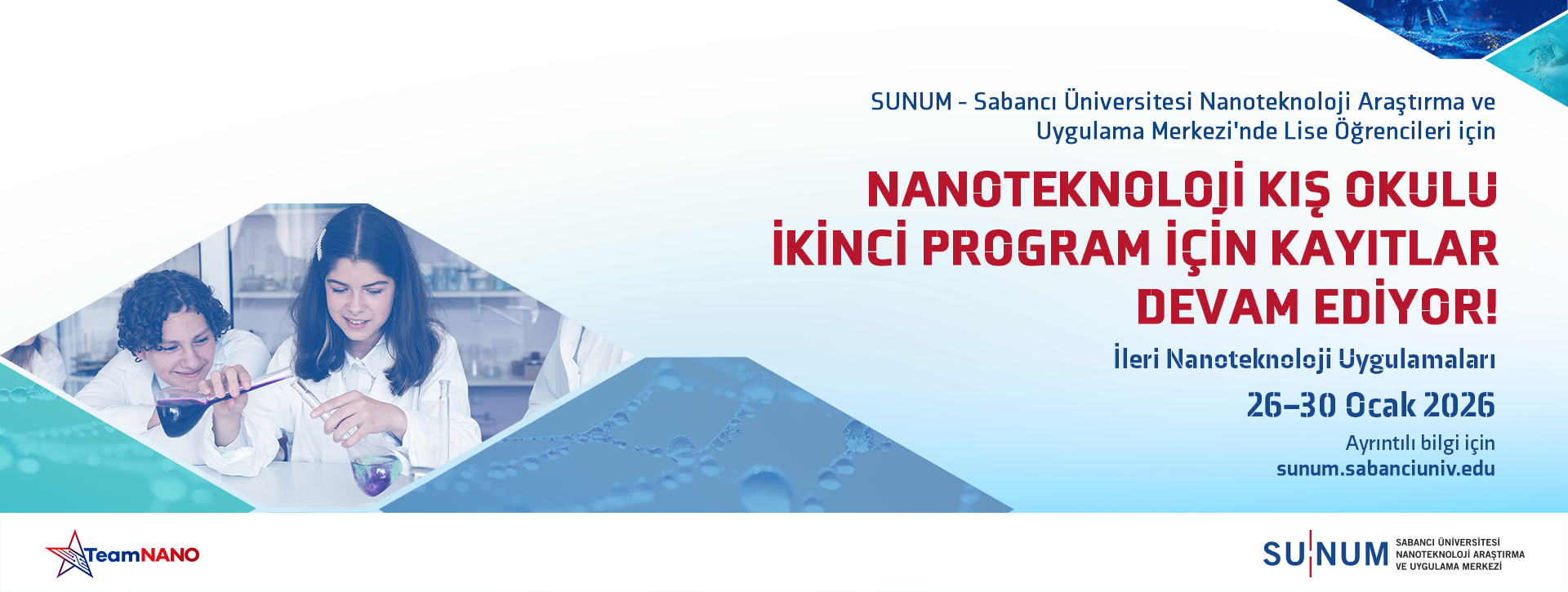 SUNUM Nanoteknoloji Kış Okulu 2. program kayıtları devam ediyor.